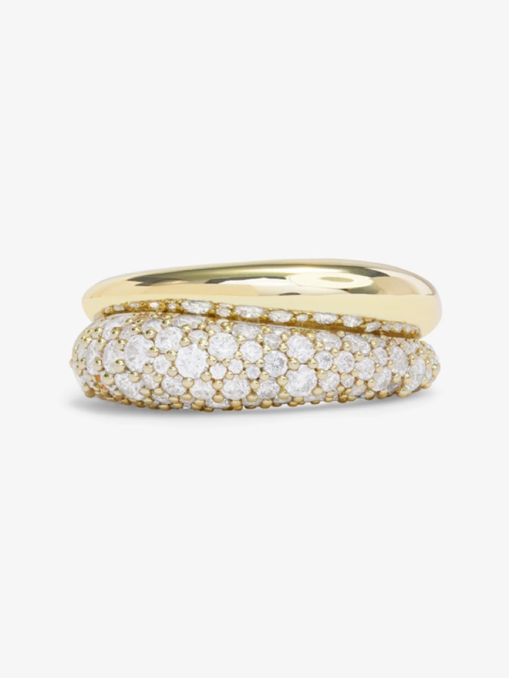 Melinda Maria Gold Pavé Diamond Crossover Ring- 6